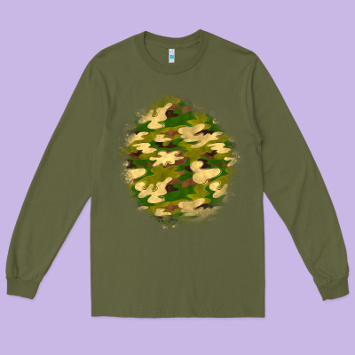Camouflage Patch Long Sleeve Tee Designed By Bundleandbundleshop