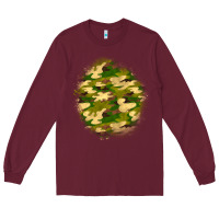 Burgundy camouflage patch Long Sleeve Tee - BundleAndBundleShop