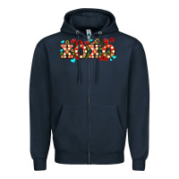 Navy xoxo roses and keys Zipper Hoodie - AdoDesignShop