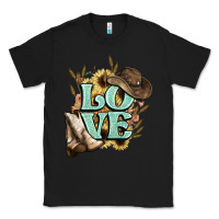 Black Love boots hat western Cowboy Classic Tee - HowdyJamesFarm