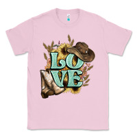 Bubblegum Pink Love boots hat western Cowboy Classic Tee - HowdyJamesFarm