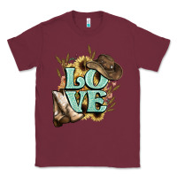 Burgundy Love boots hat western Cowboy Classic Tee - HowdyJamesFarm