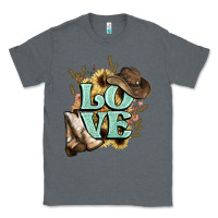 Charcoal Heather Love boots hat western Cowboy Classic Tee - HowdyJamesFarm