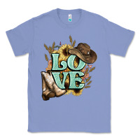 Colony Blue Love boots hat western Cowboy Classic Tee - HowdyJamesFarm