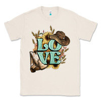 Natural Love boots hat western Cowboy Classic Tee - HowdyJamesFarm