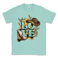 Seafoam Love boots hat western Cowboy Classic Tee - HowdyJamesFarm