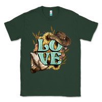 Sports Green Love boots hat western Cowboy Classic Tee - HowdyJamesFarm