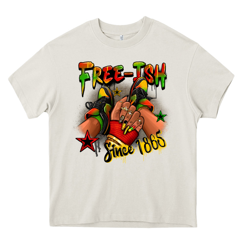 Free-ish Since 1865 Juneteenth Black Girl Sneakers Heavy Core Tee by RanaPortraitStore | Teevron