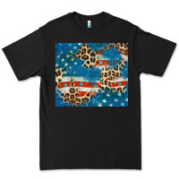 Black leopard glitter american flag Premium Tee - CowGirlArtShop