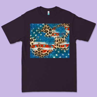 Leopard Glitter American Flag Premium Tee Designed By Cowgirlartshop