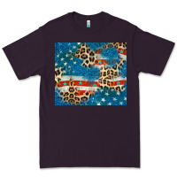 Plum leopard glitter american flag Premium Tee - CowGirlArtShop
