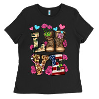 Black love valentine's day army boots olivia Ladies Tee - OliviaCreatesArt