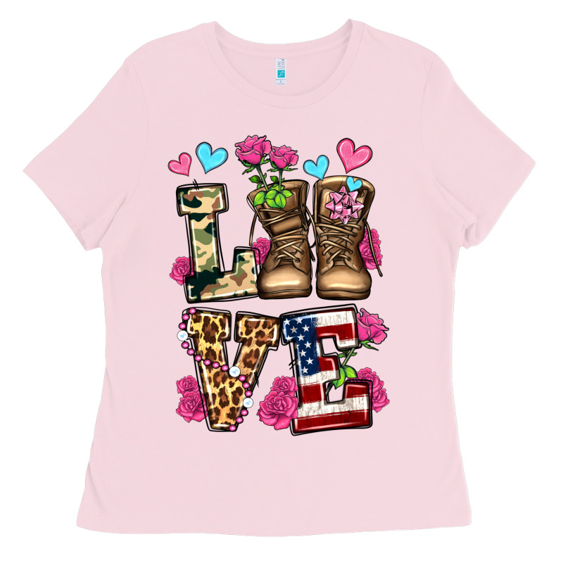 Love Valentine's Day Army Boots Olivia Ladies Tee by OliviaCreatesArt | Teevron