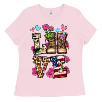 Bubblegum Pink love valentine's day army boots olivia Ladies Tee - OliviaCreatesArt