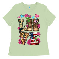 Love Valentine's Day Army Boots Olivia Ladies Tee | Teevron