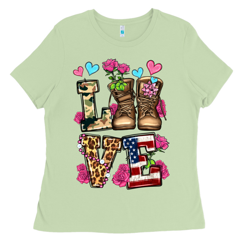 Love Valentine's Day Army Boots Olivia Ladies Tee by OliviaCreatesArt | Teevron