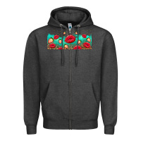 Charcoal Heather lips and strawberries Zipper Hoodie - AdoDesignShop