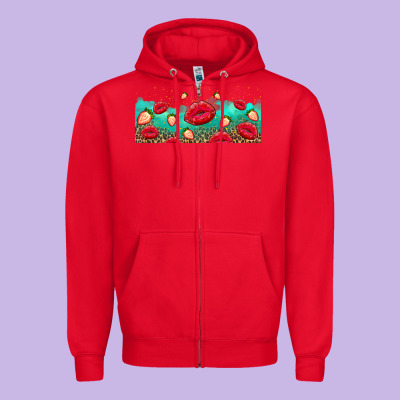 Lips And Strawberries Zipper Hoodie Designed By Adodesignshop