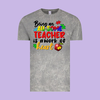 Being An Au Some Teacher Is A Work Of The Heart Vintage Tee Designed By Fadigitalartstudio