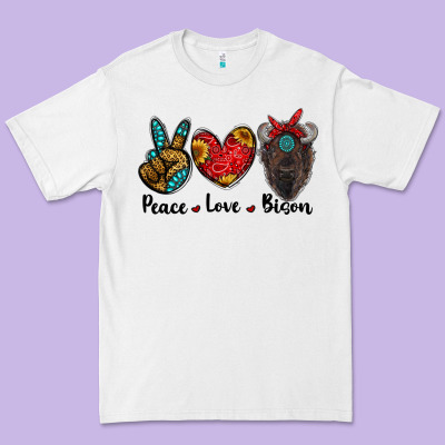 Peace Love Bison Premium Tee Designed By Ranaportraitstore