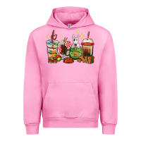 Fuchsia Pink Christmas coffee cups with Bull Terrier Urban Hoodie - RanaPortraitStore