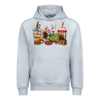 Heather Grey Christmas coffee cups with Bull Terrier Urban Hoodie - RanaPortraitStore