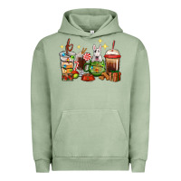 Pigment Oil Green Christmas coffee cups with Bull Terrier Urban Hoodie - RanaPortraitStore