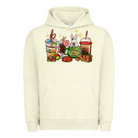 Pigment Pistachio Christmas coffee cups with Bull Terrier Urban Hoodie - RanaPortraitStore