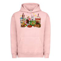 Pigment Salmon Christmas coffee cups with Bull Terrier Urban Hoodie - RanaPortraitStore