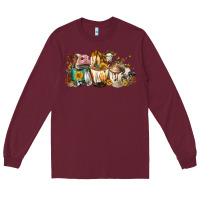 Burgundy Cows and coffee Long Sleeve Tee - FaDigitalArtStudio