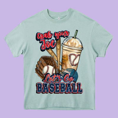 Grab Your Joe Lets Go Baseball Heavy Core Tee Designed By Howdyjamesfarm