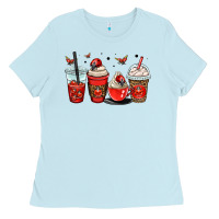 Baby Blue ladybug coffee cups Ladies Tee - OliviaCreatesArt