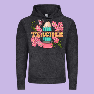 Teacher Floral Pencil Vintage Hoodie Designed By Bundleandbundleshop