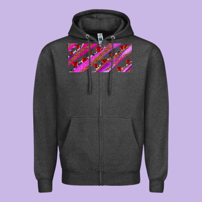 Leopar And Cowhide With Heart Candies Zipper Hoodie Designed By Adodesignshop