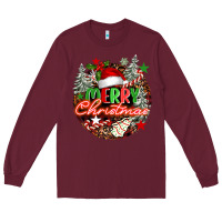 Burgundy Merry christmas Long Sleeve Tee - FaDigitalArtStudio