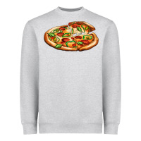 Heather Grey big pizza Heavyweight Sweatshirt - AdoDesignShop