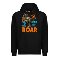 Black i'm two hear me roar dinosaur birthday Premium Hoodie - LillyAllenDesigns