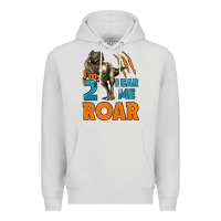 Dove Grey i'm two hear me roar dinosaur birthday Premium Hoodie - LillyAllenDesigns