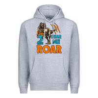 Heather Grey i'm two hear me roar dinosaur birthday Premium Hoodie - LillyAllenDesigns