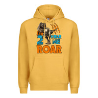 Mustard i'm two hear me roar dinosaur birthday Premium Hoodie - LillyAllenDesigns