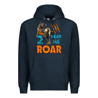 Navy i'm two hear me roar dinosaur birthday Premium Hoodie - LillyAllenDesigns