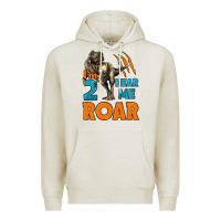 Oatmeal Heather i'm two hear me roar dinosaur birthday Premium Hoodie - LillyAllenDesigns
