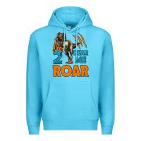 Ocean Blue i'm two hear me roar dinosaur birthday Premium Hoodie - LillyAllenDesigns