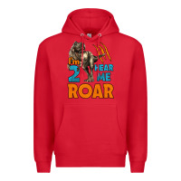 Red i'm two hear me roar dinosaur birthday Premium Hoodie - LillyAllenDesigns