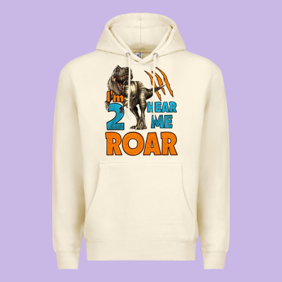 I'm Two Hear Me Roar Dinosaur Birthday Premium Hoodie Designed By Lillyallendesigns