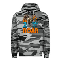 Slate Camo i'm two hear me roar dinosaur birthday Premium Hoodie - LillyAllenDesigns