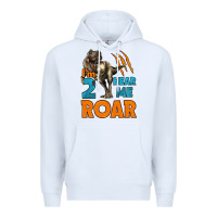 White i'm two hear me roar dinosaur birthday Premium Hoodie - LillyAllenDesigns