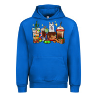 Cobalt Christmas coffee cups with White Shepherd Urban Hoodie - RanaPortraitStore