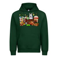 Forest Green Christmas coffee cups with White Shepherd Urban Hoodie - RanaPortraitStore