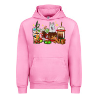 Fuchsia Pink Christmas coffee cups with White Shepherd Urban Hoodie - RanaPortraitStore
